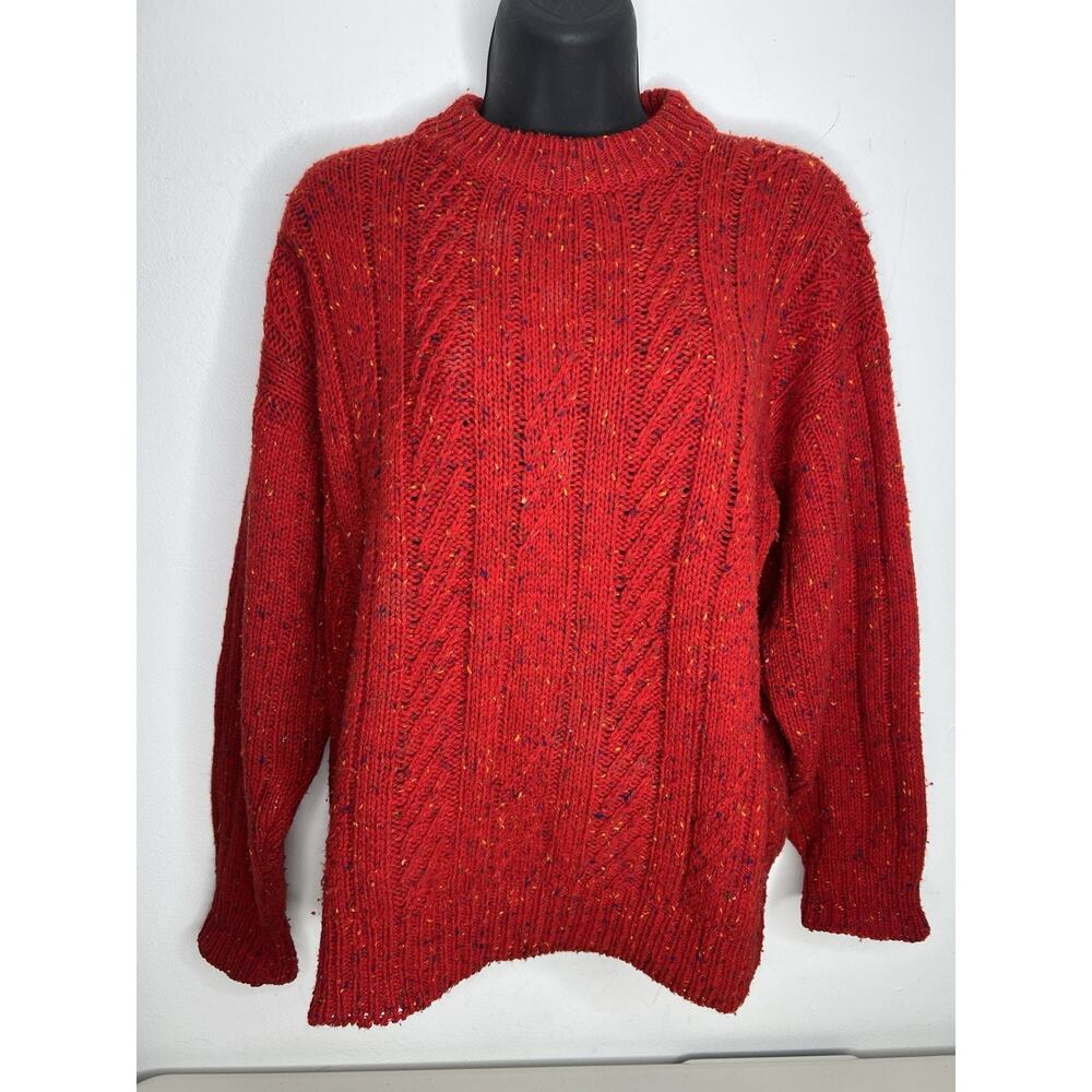 Vintage Sportables Wool Red Speckled Sweater Pullover Size Large